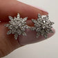 Snowflake Diamond Earrings 14k White Gold