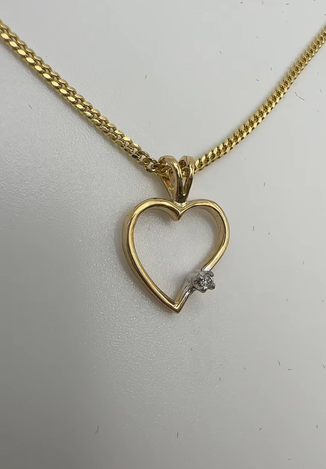 Heart Pendant with Natural Diamond - 10k Yellow Gold