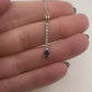 Vertical Diamond Necklace with Pear Sapphire Accent 14k White Gold
